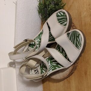 Fly London Yesk White Wedge Strappy Sandals Womens  EU 38